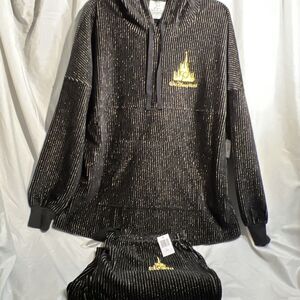 Disney Black And Gold‎ 50th Anniversary Spirt Jersey Pant Set Size Large
